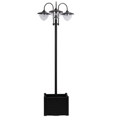 74.5" 3-head Solar Lamp Post Light with Planter, Solar Pole Lights Outdoor Waterproof LED Lighting for Backyard Pathway Patio Lawn Driveway Decor, Black