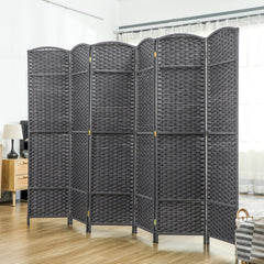 Folding Room Divider Screen 6 Panel 5.6' Tall Privacy Screen Freestanding Room Partition for Home Office, Charcoal Gray