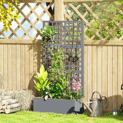 Galvanized Raised Garden Bed Planter Box with Trellis for Climbing Plants, Vegetable, Vines, 35" x 16" x 70", Gray