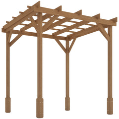 6.6' x 6.6' Wood Pergola, Outdoor Gazebo Grape Trellis with Stable Structure for Climbing Plant Support, Dark Brown