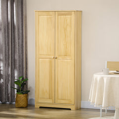 67" Pinewood Kitchen Pantry Storage Cabinet, Freestanding Cabinets with Doors and Shelves, Dining Room