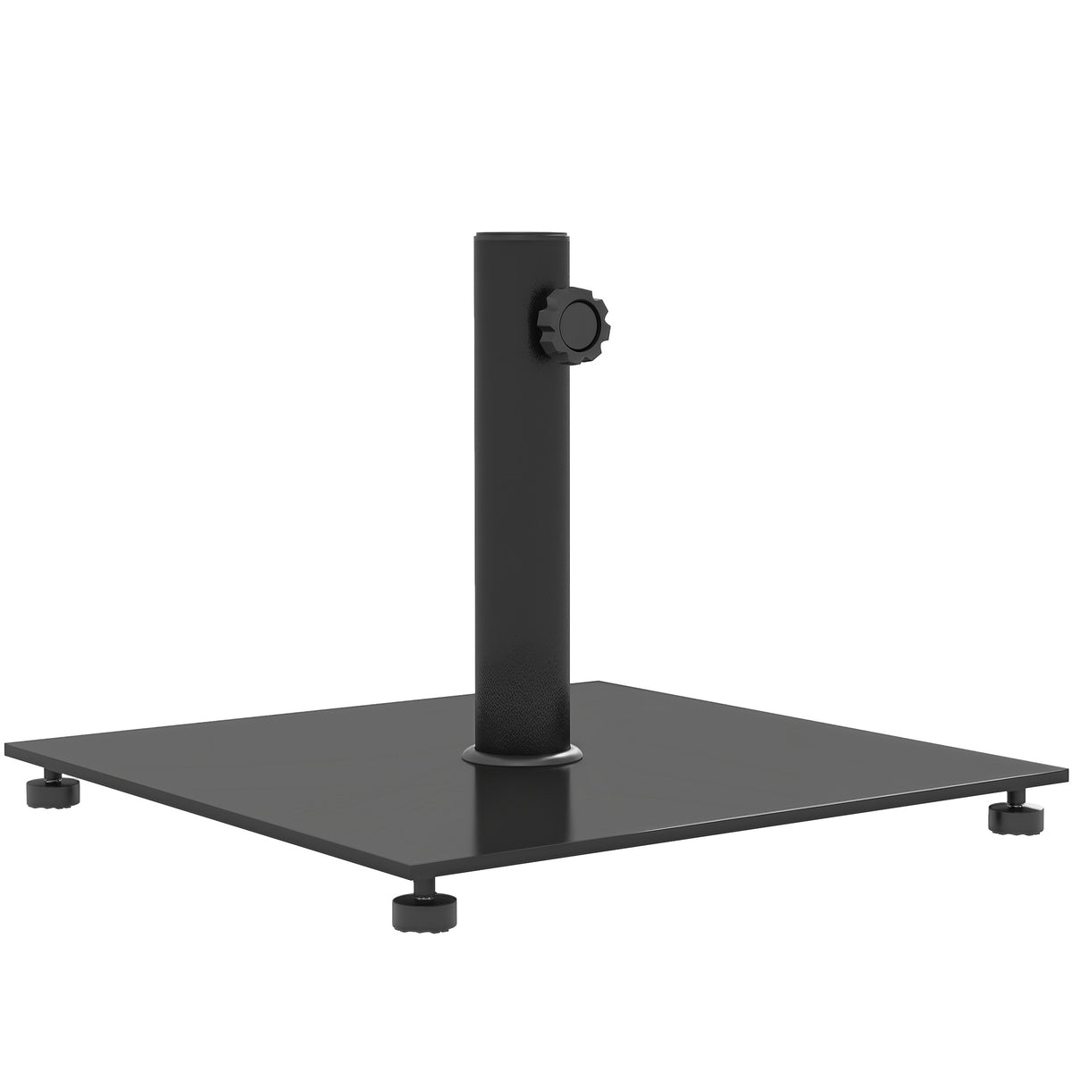 Square Patio Umbrella Base, 29 lbs Metal Umbrella Stand Base with Adjustable Foot Pads, Heavy Duty Patio Umbrella Holder for 1.5"/1.9" Umbrella Poles for Outdoor, Lawn, Poolside, Black
