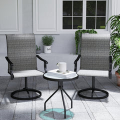 Patio Swivel Chairs Set of 2, High Back Patio Dining Chairs with All-Weather Mesh for Backyard, Lawn, Garden, Gray