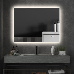 Dimmable Bathroom Mirror with Lights, 37" x 35" Backlit LED Mirror w/ Anti-Fog, Memory & Infinite Color Temperature