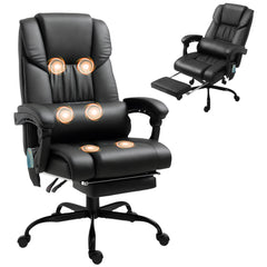 Massage Office Chair with 6 Vibrating Points, High Back Reclining Office Chair with Footrest and Remote, Black