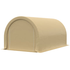 10' x 16' Carport, Heavy Duty Portable Garage Storage Tent with Large Zippered Door, Anti-UV PE Canopy Cover for Car, Truck, Boat, Motorcycle, Bike, Garden Tools, Outdoor Work, Beige