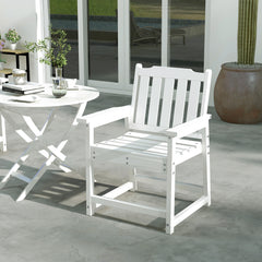 All-Weather Patio Chair, HDPE Patio Dining Chair, Heavy Duty Wood-Like Outdoor Furniture for Garden, Backyard, Deck, Porch, Lawn, White