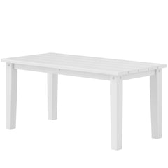 Rectangle Outdoor Coffee Table, HDPE All-Weather Outdoor Patio Table with Slatted Tabletop for Yard, Balcony, White