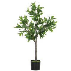 Potted Fake Plant, Lifelike Laurel Artificial Tree with 345 PEVA Leaves for Home Decor, Green
