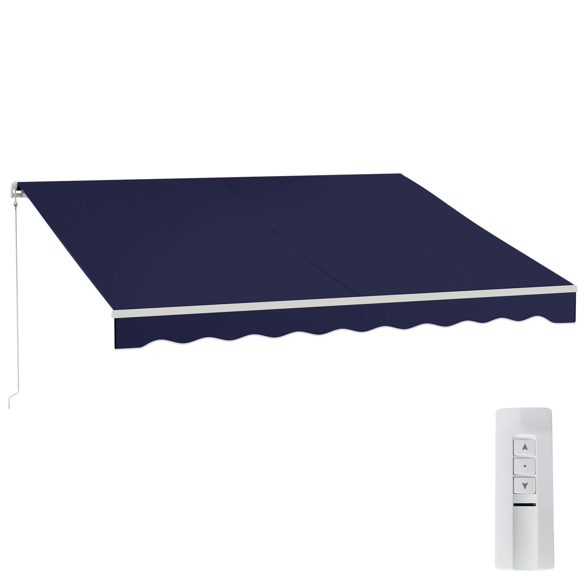 12' x 10' Electric Retractable Awning Sunshade Shelter with Remote Controller, Crank Handle for Deck Balcony Yard, Blue