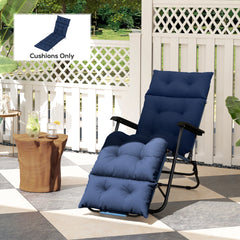 Outdoor Chaise Lounge Cushion, Tufted Thick Patio Lounge Chair Cushion with Ties, 74.8 in. x 22 in. x 4 in., Navy Blue