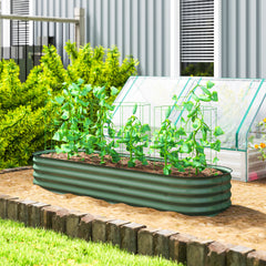 6.4' x 2' x 1' Galvanized Raised Garden Bed Kit, Metal Planter Box with Safety Edging, Green
