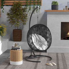 Hanging Hammock Chair Stand with Round Base, 40.2" x 76.8", Black