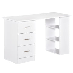 47" Modern Home Office Computer Desk Bookcase Combo Writing Table Workstation with 3 Drawer and Storage Shelf - White