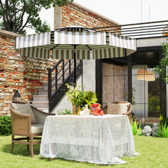 8.6FT Patio Umbrella, UPF 30+ Outdoor Market Umbrella, 2-Tier Vented Patio Table Umbrella with Crank 8 Ribs, Tiltable Porch Umbrella for Garden Deck Poolside, Light Gray