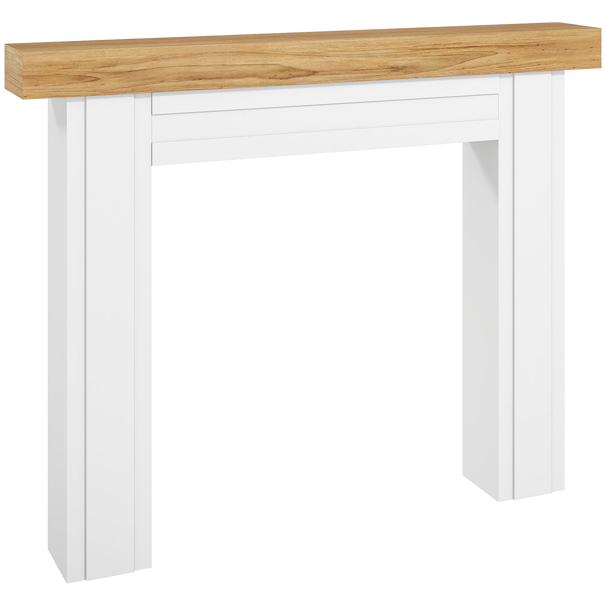 Modern Fireplace Mantel, Freestanding Fireplace Surround with Leg for Electric Fireplaces, 51.2" W x 40.6" H, Natural Wood