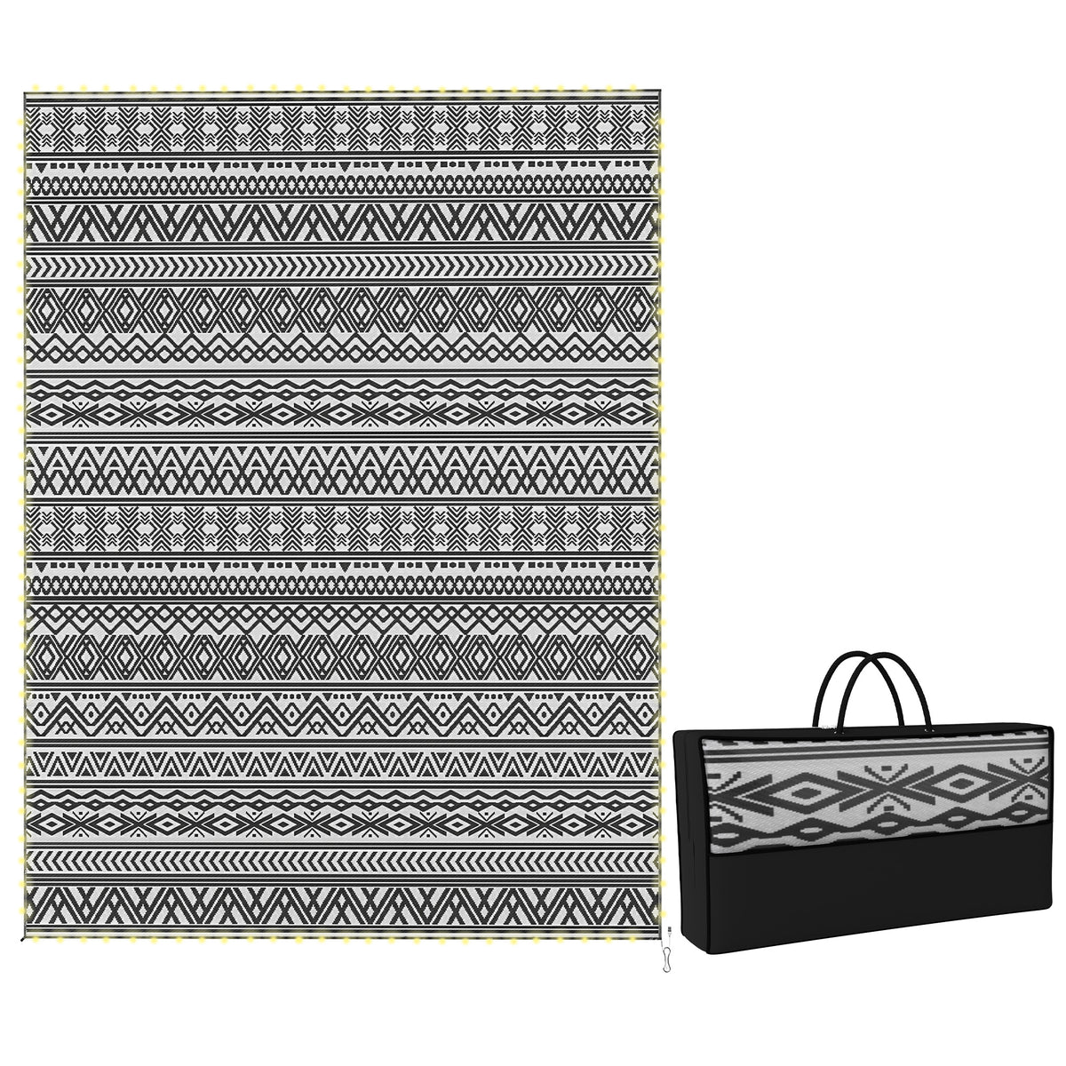 Outdoor Rug Carpet with USB Lights Reversible Patio Rug with Carry Bag for Camping 12' x 9'