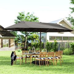 Patio Umbrella 15' Steel Rectangular Outdoor Double Sided Market with base, Sun Protection & Easy Crank for Deck Pool Patio Dark Gray