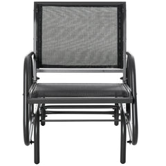Outdoor Glider Chair, Steel Swing Chai with Curved Armrests for Porch, Garden, Poolside, Balcony, Black