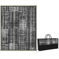 Reversible Outdoor Rug Carpet with LED Lights, Carry Bag & Ground Stakes for Backyard, Deck, Picnic, Beach, 10' x 8'