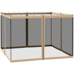 Replacement Mesh Sidewall Netting for 10' x 10' Gazebos and Canopy Tents with Zippers, (Sidewall Only) Beige