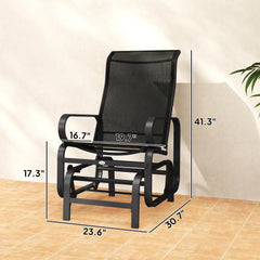 Gliding Lounger Chair, Single Rocker with Lightweight Metal & Mesh Construction, Black