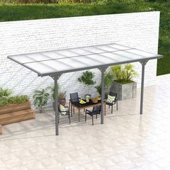 16.5' x 10' Outdoor Polycarbonate Pergola, Transparent UV Blocking Awning, Hardtop Deck Gazebo, Aluminum, Gray