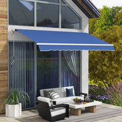 12' x 10' Manual Retractable Awning Outdoor Sunshade Shelter with Adjustable & Versatile Design