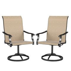 Patio Swivel Chairs Set of 2, High Back Patio Dining Chairs with All-Weather Mesh for Backyard, Lawn, Garden, Brown