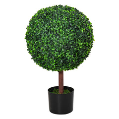 23.5" Artificial Boxwood Topiary Ball Tree, Fake Decorative Plant, Nursery Pot Included for Home, Balcony, Backyard and Garden