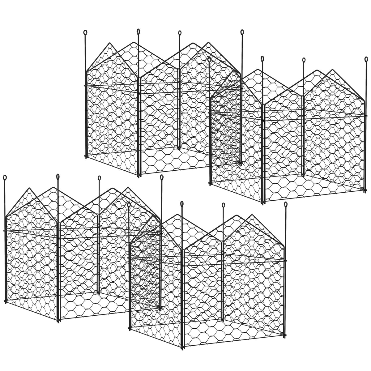 4 Pack Garden Cloches for Plants, 12" x 14" Metal Crop Cage Set, Plant Cages to Keep Animals Out, Black