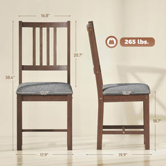 Set of 4 Dining Chairs, Upholstered Dining Room Chairs with Rubberwood Legs for Kitchen, Farmhouse Walnut