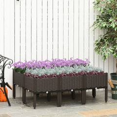 6 Piece Raised Garden Bed with Legs, Planter Box Raised Bed to Grow Flowers, Herbs & Vegetables, Brown