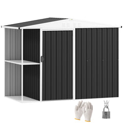 8 x 4ft Outdoor Garden Shed, Metal Shed with Air Vents and Lock for Backyard, Garden, Patio, Dark Gray