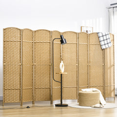 Folding Room Divider Screen 8 Panel 5.6 ' Tall Privacy Screen Freestanding Room Partition for Home Office, Nature Wood