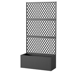 Metal Planter Box with Trellis, Raised Garden Bed with Trellis, Diamond Lattice Privacy Planter for Climbing Plants