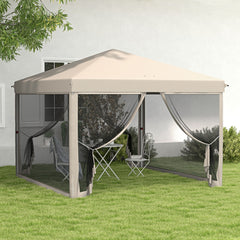 10' x 10' Pop Up Canopy Tent with Mesh Sidewalls, Height Adjustable, Transport Carrying Bag for Backyard Garden Patio