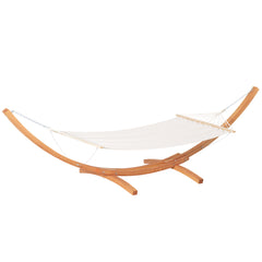 Outdoor Hammock with Stand, Extra Large Heavy Duty Wooden Frame, No Tree Needed, 12.8' Indoor Outside Boho Style Nap Bed, Natural Cotton, White