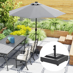 Outdoor Umbrella Stand Base with Wheels, Heavy Duty Patio Umbrella Base, Filled Up to 143lbs with Stand or 112lbs with Water, Patio Umbrella Holder for Garden, Poolside, Black