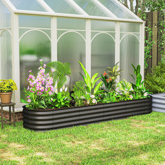 7.9' x 2' x 1' Galvanized Raised Garden Bed Kit, Metal Planter Box with Safety Edging, Dark Gray