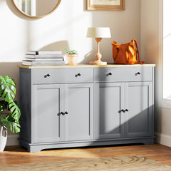 Modern Sideboard, Buffet Cabinet with Storage Drawers, Adjustable Shelves for Living Room, Dining Room, Entryway, Gray