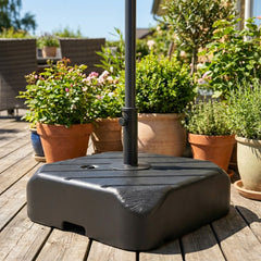 Patio Umbrella Base with Wheels, Telescopic Handle, 158 lb Sand or 99 lb Water Filled Umbrella Stand, Black