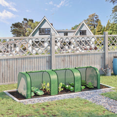 9.7' L x 3' W x 2.5' H Portable Tunneled Greenhouse with 3 Zippered Doors, Water/UV Fighting PE Cover, Green