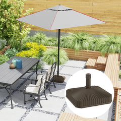 Square Patio Umbrella Base Holder, Heavy Duty Outdoor Umbrella Stand Base, Filled Up to 42lbs with Sand or 33lbs with Water for Garden, Poolside, Brown