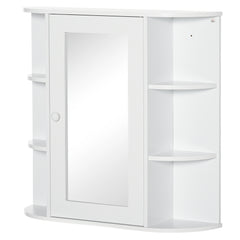 Bathroom Medicine Cabinet with Mirror, Bathroom Mirror Cabinet, Wall Mount Mirror Medicine Cabinet with Multiple Storage Shelves, White