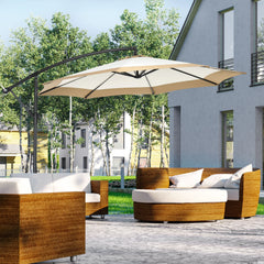 10FT Cantilever Umbrella, Offset Patio Umbrella with Crank and Cross Base for Deck, Backyard, Pool and Garden, Hanging Umbrellas, Tan
