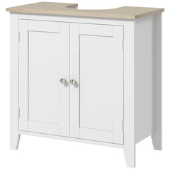Pedestal Sink Storage Cabinet, Under Sink Cabinet with U-Shape and Adjustable Internal Shelf, White