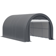 10' x 16' Carport, Heavy Duty Portable Garage Storage Tent with Large Zippered Door, Anti-UV PE Canopy Cover for Car, Truck, Boat, Motorcycle, Bike, Garden Tools, Outdoor Work, Gray