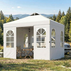 9.6 x 9.6 ft Pop Up Canopy Tent with Sidewalls, One Push Setup, UPF50+ Portable Instant Canopy Shelter, White