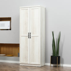 Kitchen Pantry, Freestanding 5-tier Storage Cabinet with 2 Adjustable Shelves, Antique White